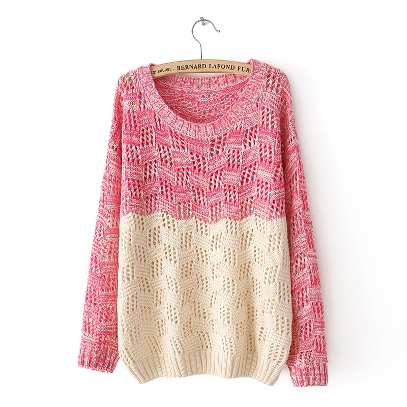 Mixed Color Knit Sweater For Women